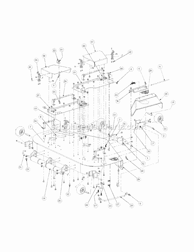 Fabricated Deck Assembly Diagram and Parts List for M54-HN 53CB5ETW750-24HP-OHV Cub Cadet Lawn Tractor